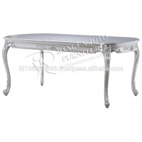 white french dining table with silver antique