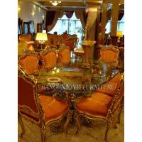 Luxury Style Elegant Solid Wood Gold Plated Dining Room Furniture Set With Matching Dining